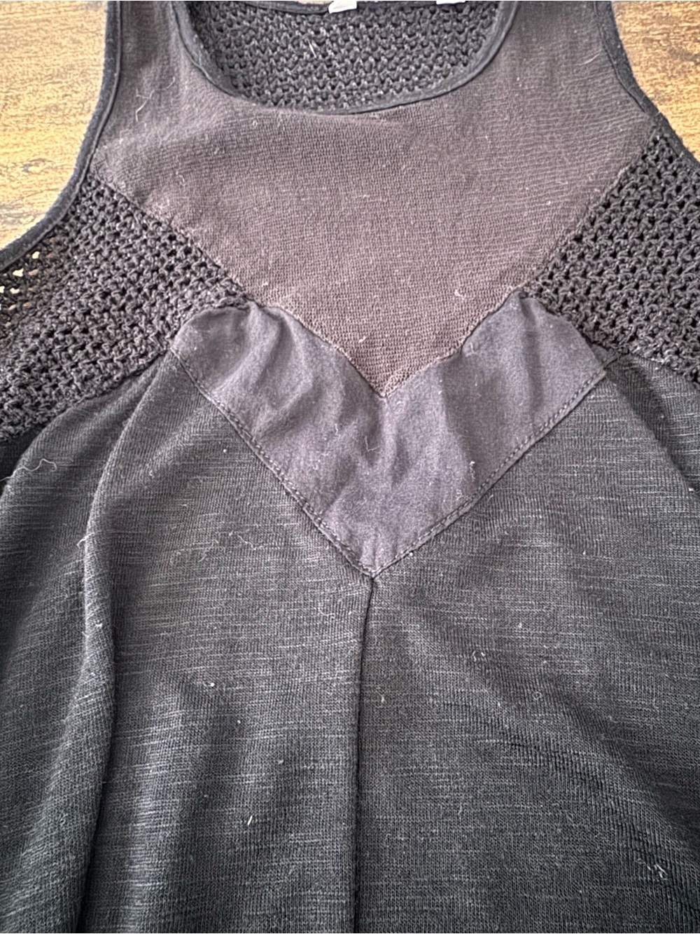 American Eagle Outfitters Black Sleeveless Mixed-Media Tank